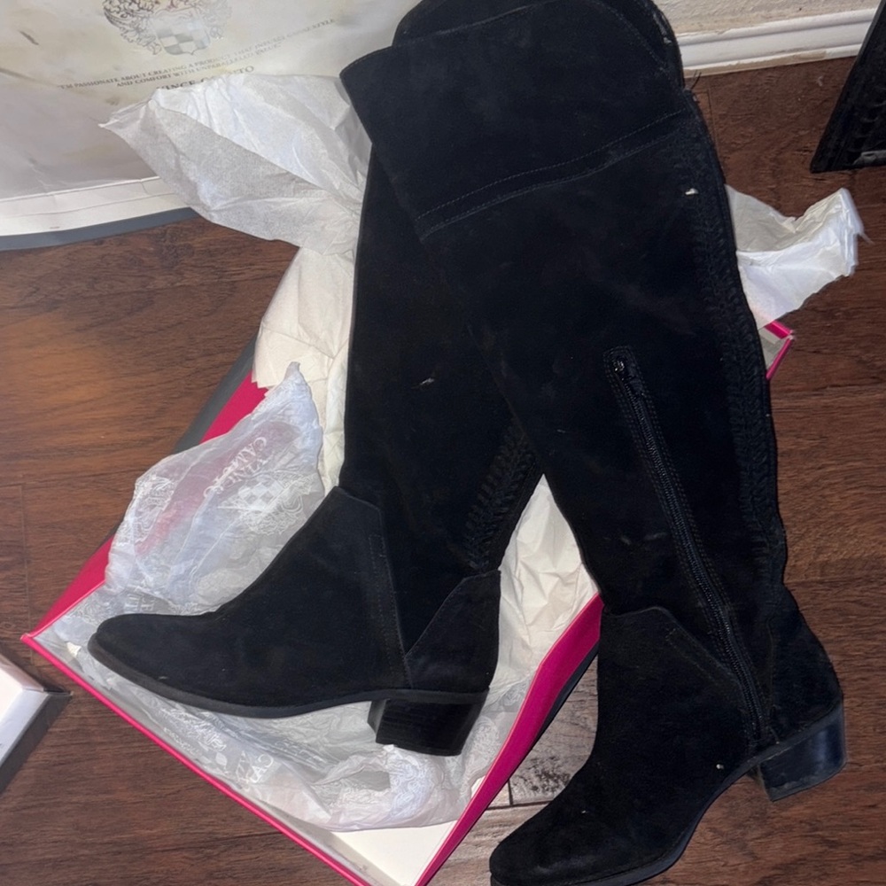 Women's Black Suede Knee-High Boots